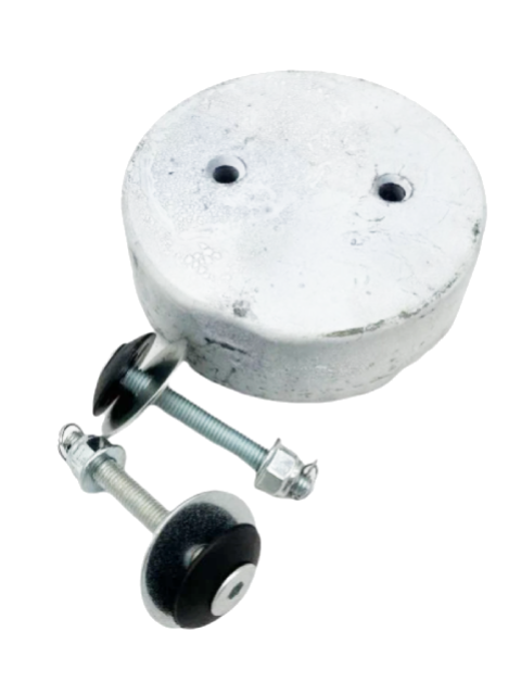 White 10 Pound Lead Karting Weight with Mounting Hardware.