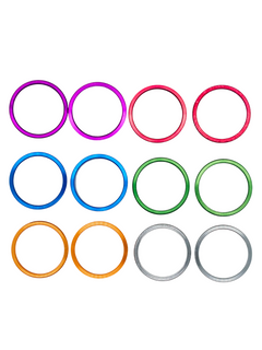 Top of a Set of 40mm Anodized Aluminum Colored Hub Spacers.