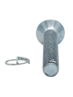 Front View of a 60mm Flat Head Drilled Shank Screw and Cotter Pin.