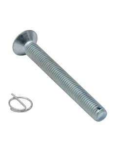 Front Left View of a 70mm Flat Head Drilled Shank Screw and Cotter Pin.
