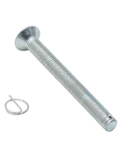 Front Left View of a 80mm Flat Head Drilled Shank Screw and Cotter Pin.