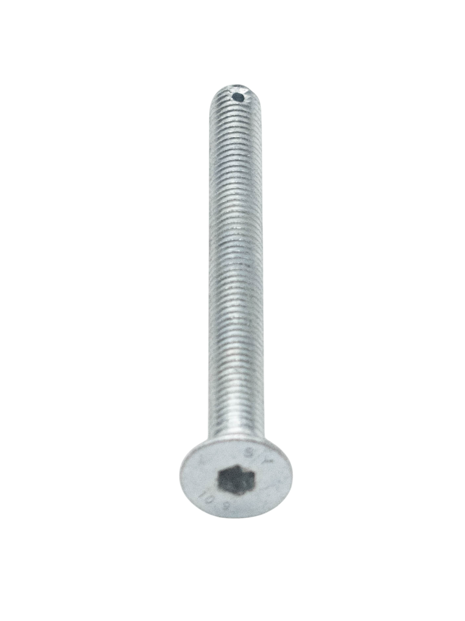 Back View of a 80mm Flat Head Drilled Shank Screw and Cotter Pin.