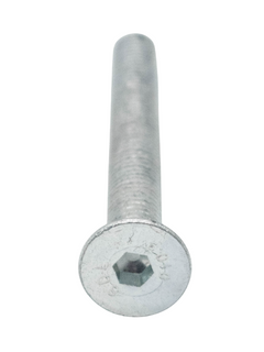 Laying Down Backward View of a 80mm Flat Head Drilled Shank Screw and Cotter Pin.