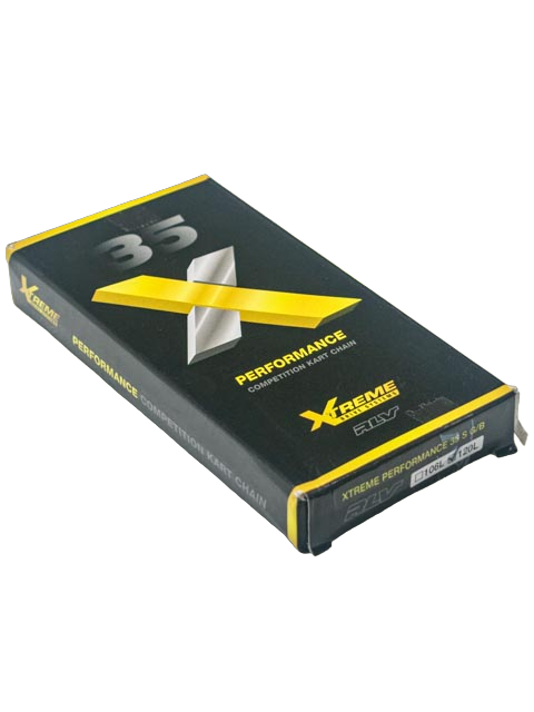 Front Left View of an RLV #35 Gold and Black Space Chain 120 Link Box.
