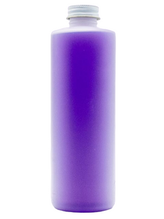 Front View of a Brake Fluid Dot 5 Bottle with Purple Brake Fluid in It.