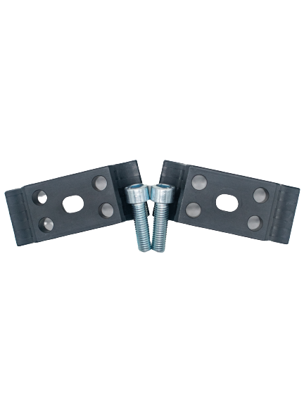 Top Down View of Two Odenthal Motor Mount Clamps with Two Bolts in Between Them.