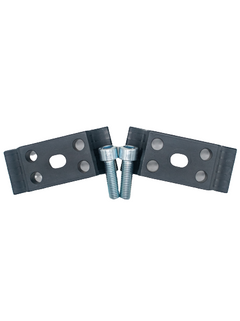 Top Down View of Two Odenthal Motor Mount Clamps with Two Bolts in Between Them.