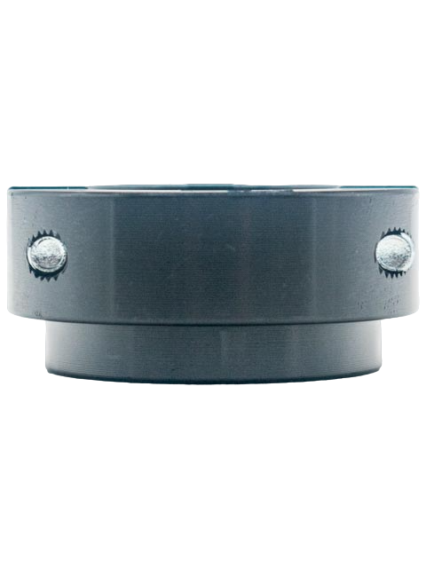 Front View of the Bottom of a Black Axle Collar.