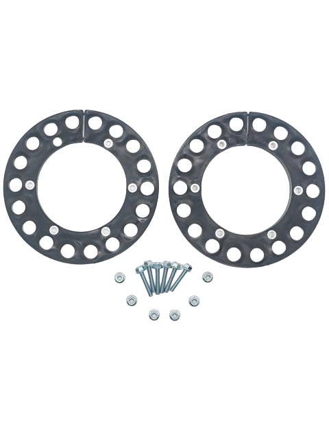 Top Down View of a Plastic Sprocket Guard 8 Inch 200mm With Metric Hardware.