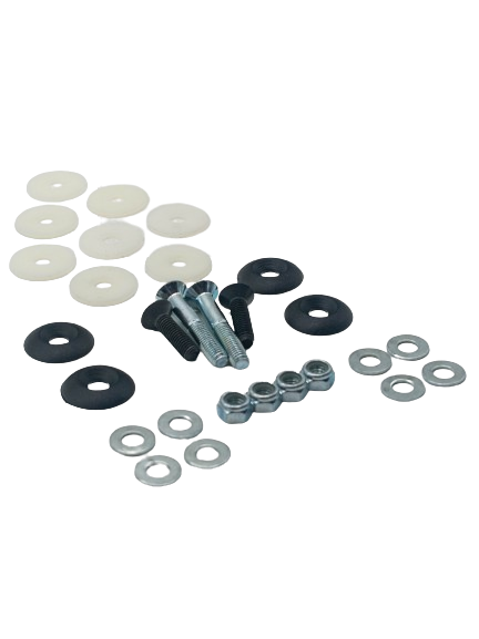 Front Left View of a Seat Mounting Washer and Bolt Kit for Karting.