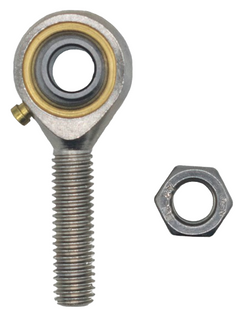 Top Down View of an 8mm Tie Rod End with Jam Nut to the Right of It.