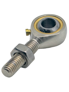 Front Right View of an 8mm Tie Rod End with Jam Nut Attached.
