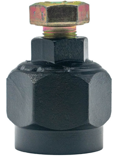 Front View of a Black LO206 Flywheel Puller Standing Up with a Bronze Colored Bolt in It.