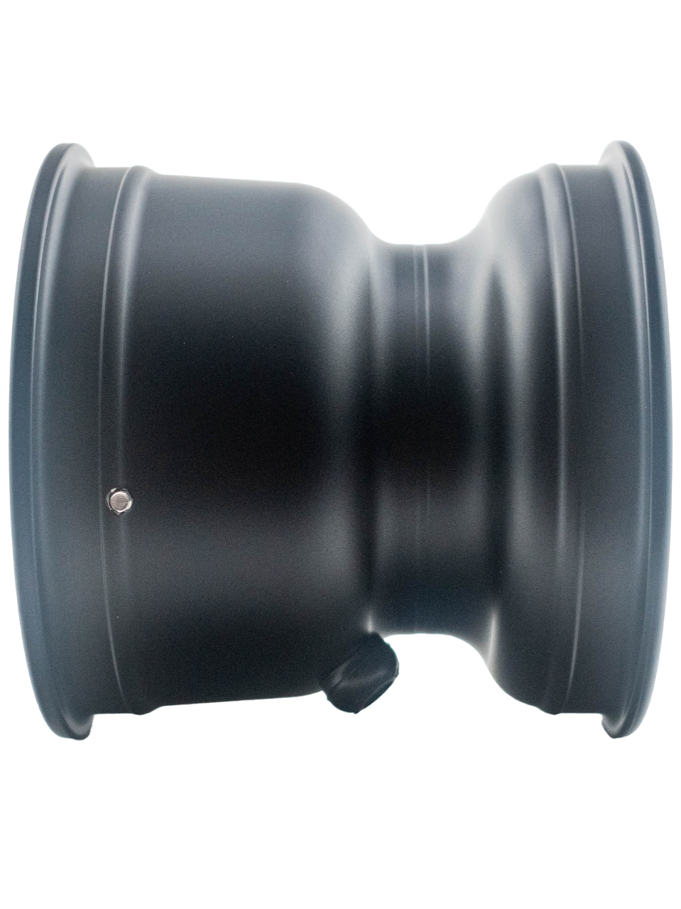 Side View of a 130mm Swift Low Volume Black Magnesium Wheel.