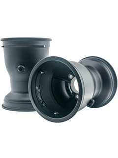 Front View of Two 180mm Swift Low Volume Black Magnesium Wheels.
