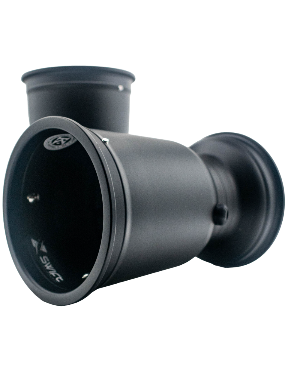 Front View of Two 212mm Swift Low Volume Black Magnesium Wheels.