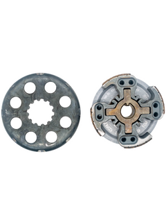 Top Down View of a Hilliard Fire Clutch Drum and its Hub with Attached Textured Shoes Next to It.