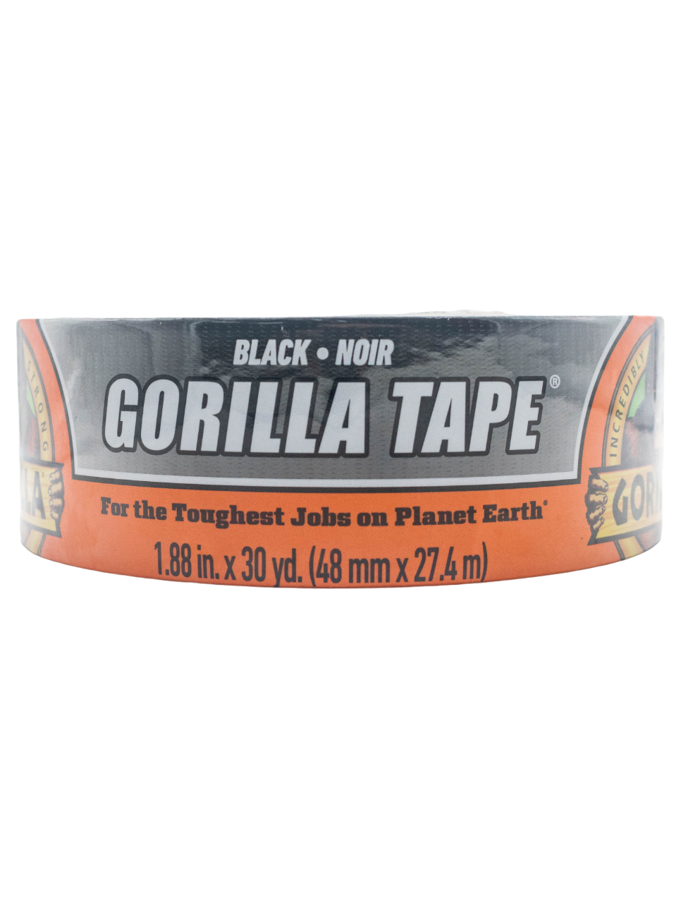 Back Side of a Roll Black Noir Gorilla Tape.