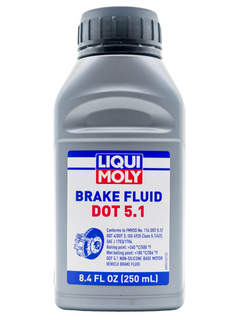 Front of a Liqui Moly Brake Fluid Dot 5.1 Bottle.