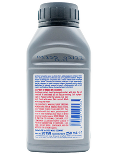 Back of a Liqui Moly Brake Fluid Dot 5.1 Bottle.