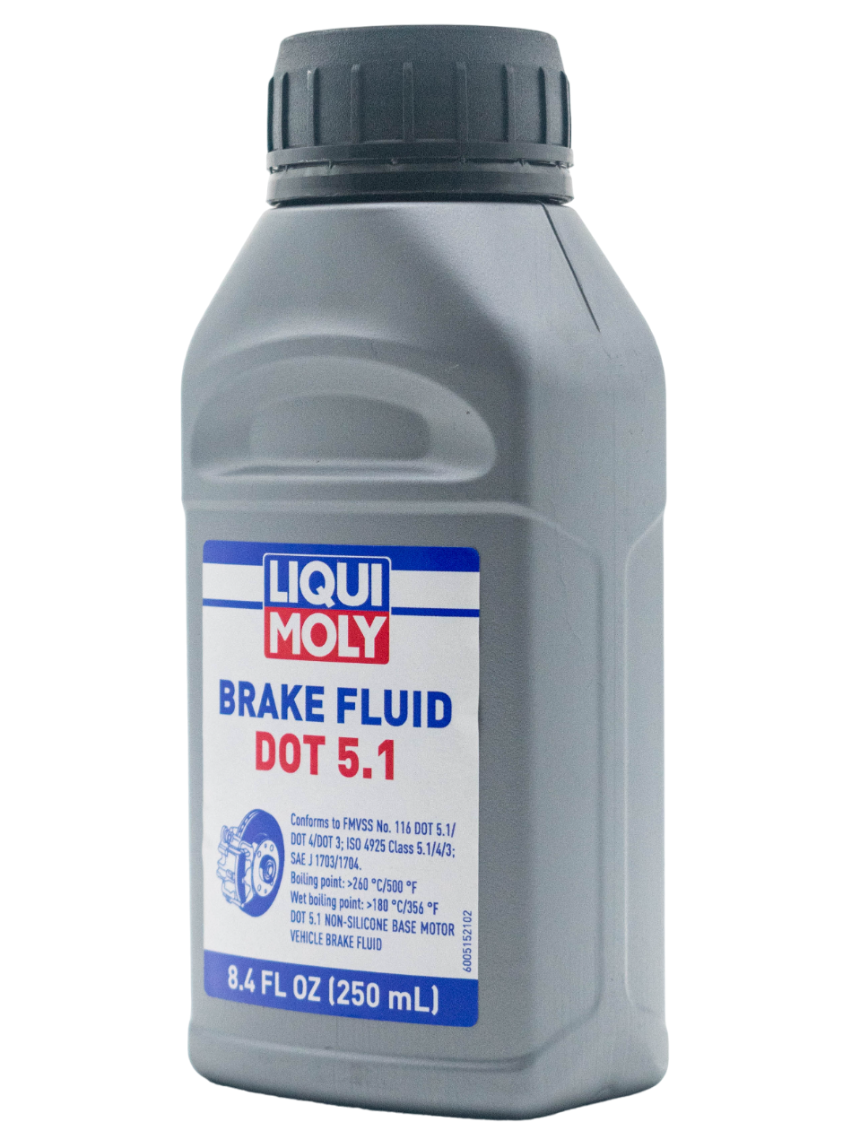Front Right of a Liqui Moly Brake Fluid Dot 5.1 Bottle.