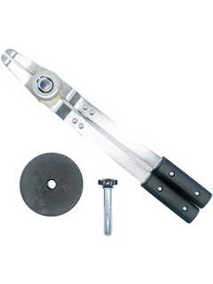 Top Down View of an Economy 5 Inch Tire Mounting and Dismounting Scissor Tool with Black Plate and Holding Pin.