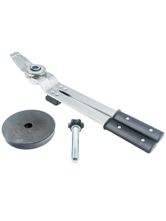 Low Front View of an Economy 5 Inch Tire Mounting and Dismounting Scissor Tool with Black Plate and Holding Pin.