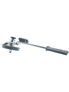 Low Left View of an Economy 5 Inch Tire Mounting and Dismounting Scissor Tool with Black Plate and Holding Pin Attached to It.