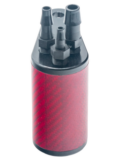Front View of the Red LO206 Carbon Fiber Lightweight Catch Can.