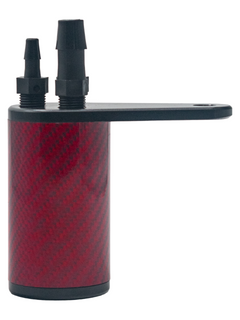 Side View of the Red LO206 Carbon Fiber Lightweight Catch Can.