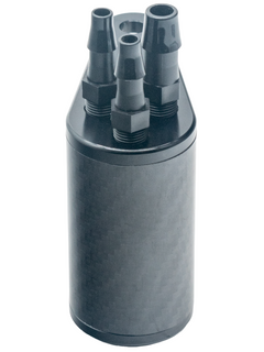Front View of the Black LO206 Carbon Fiber Lightweight Catch Can.