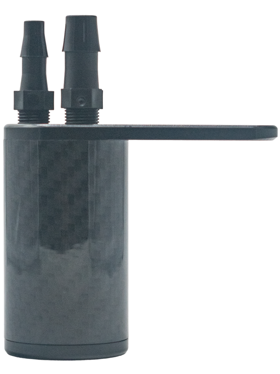 Side View of the Black LO206 Carbon Fiber Lightweight Catch Can.