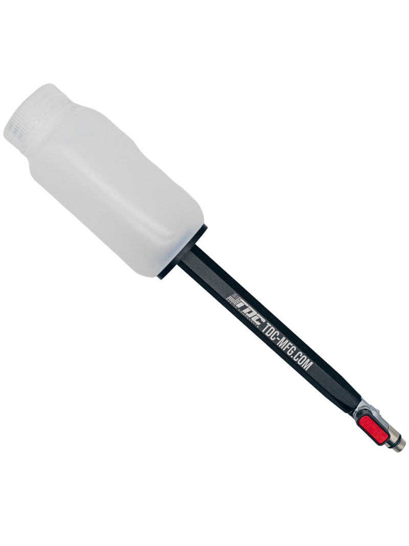 Top View of a TDC Racing Components Brake Bleeder with Both 10mm and 1/8