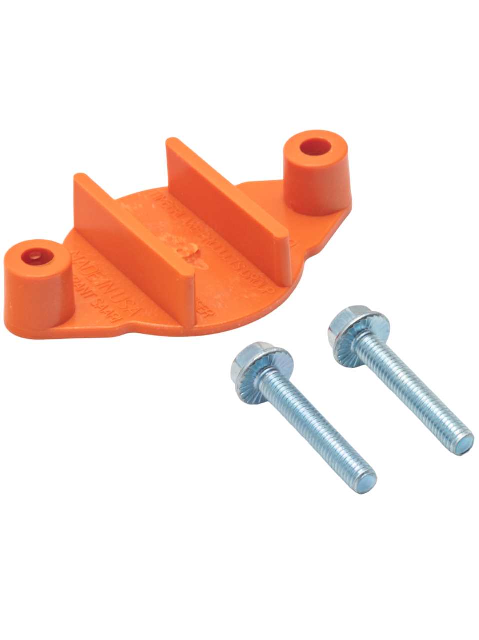 Front Left View of an Orange Fuel Pump Riser with Two Flange Bolts.