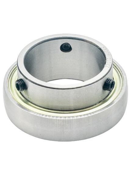 Front View of a 50mm X 80mm OTK Style Axle Bearing with 3 Set Screws in It.