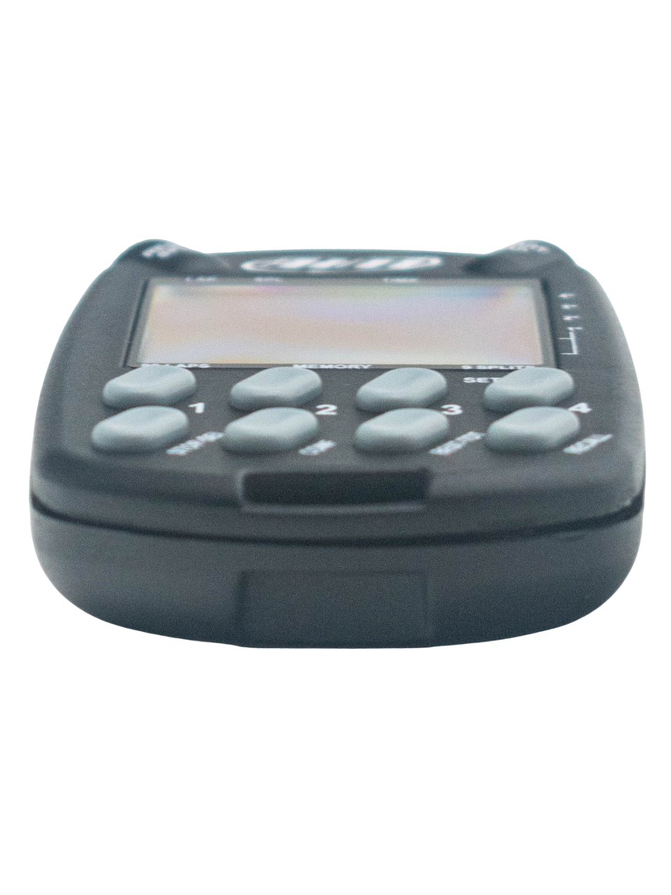 Bottom of an Aim MultiChron Digital Stopwatch.