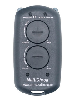 Back of an Aim MultiChron Digital Stopwatch.