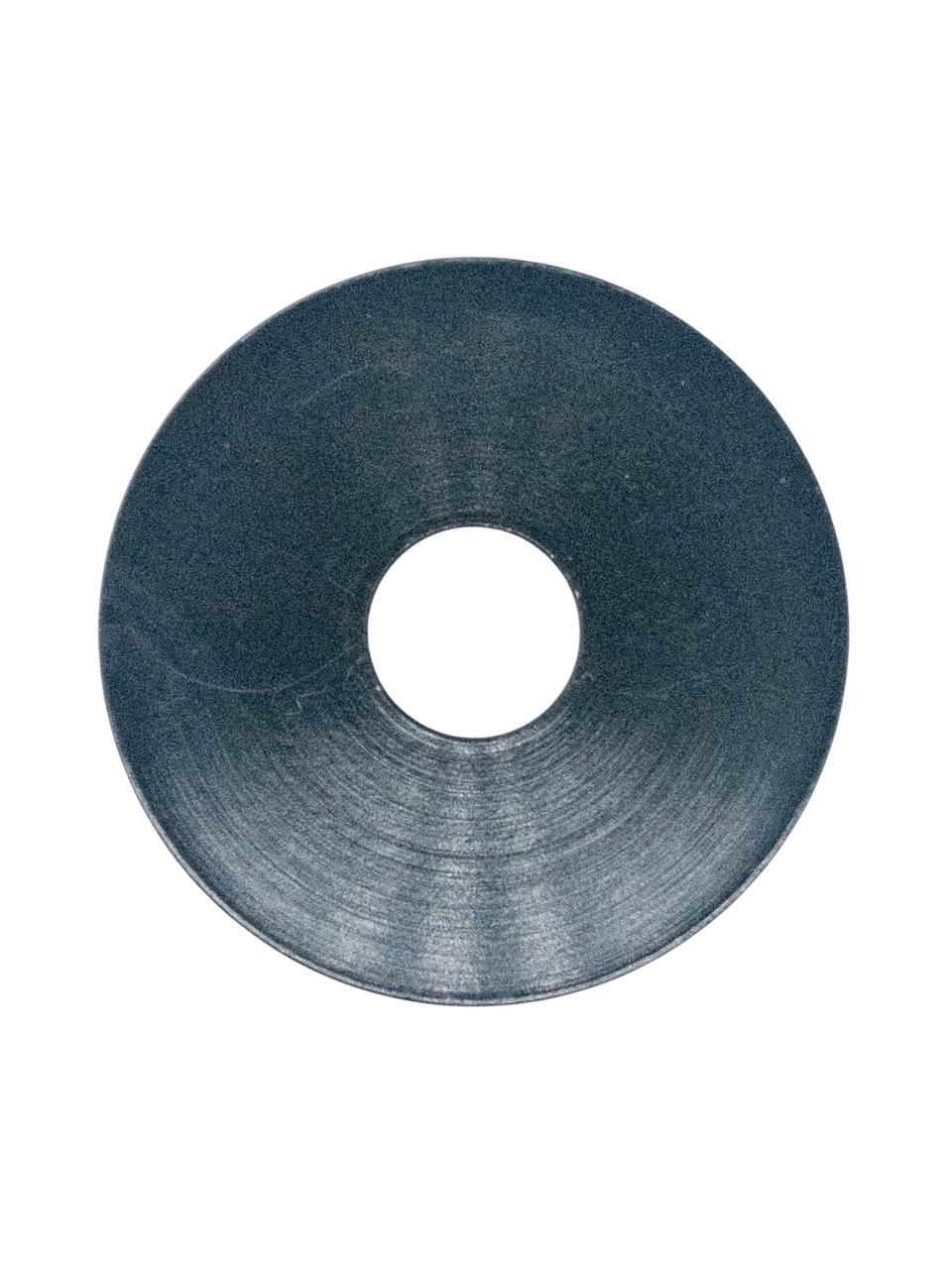 Bottom of a Black Anodized Aluminum Conical Washer.