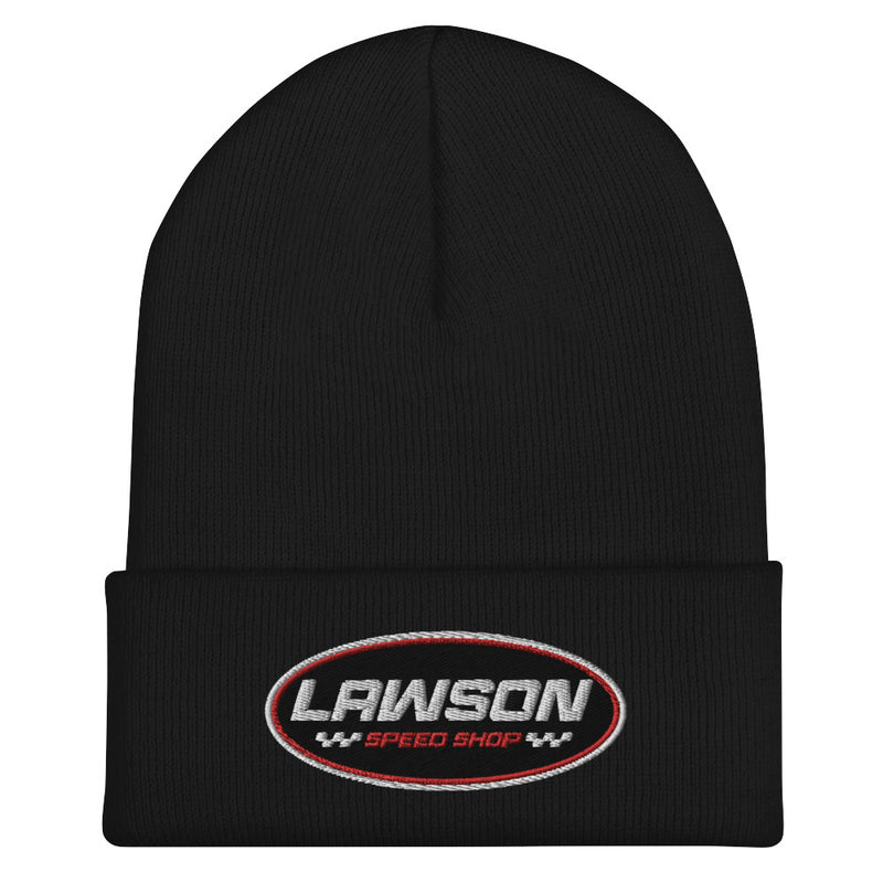 Cuffed Beanie with Lawson Speed Shop Logo Embroidered on It.