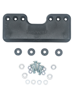 Top View of a Karting Chassis Protector Skid Plate and Hardware.