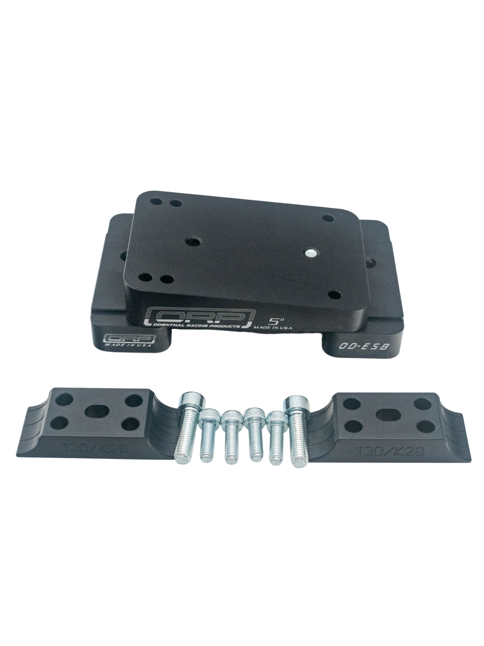 Front of an Odenthal OD-ESB 5 Degree Karting Engine Motor Mount and Mounting Hardware.