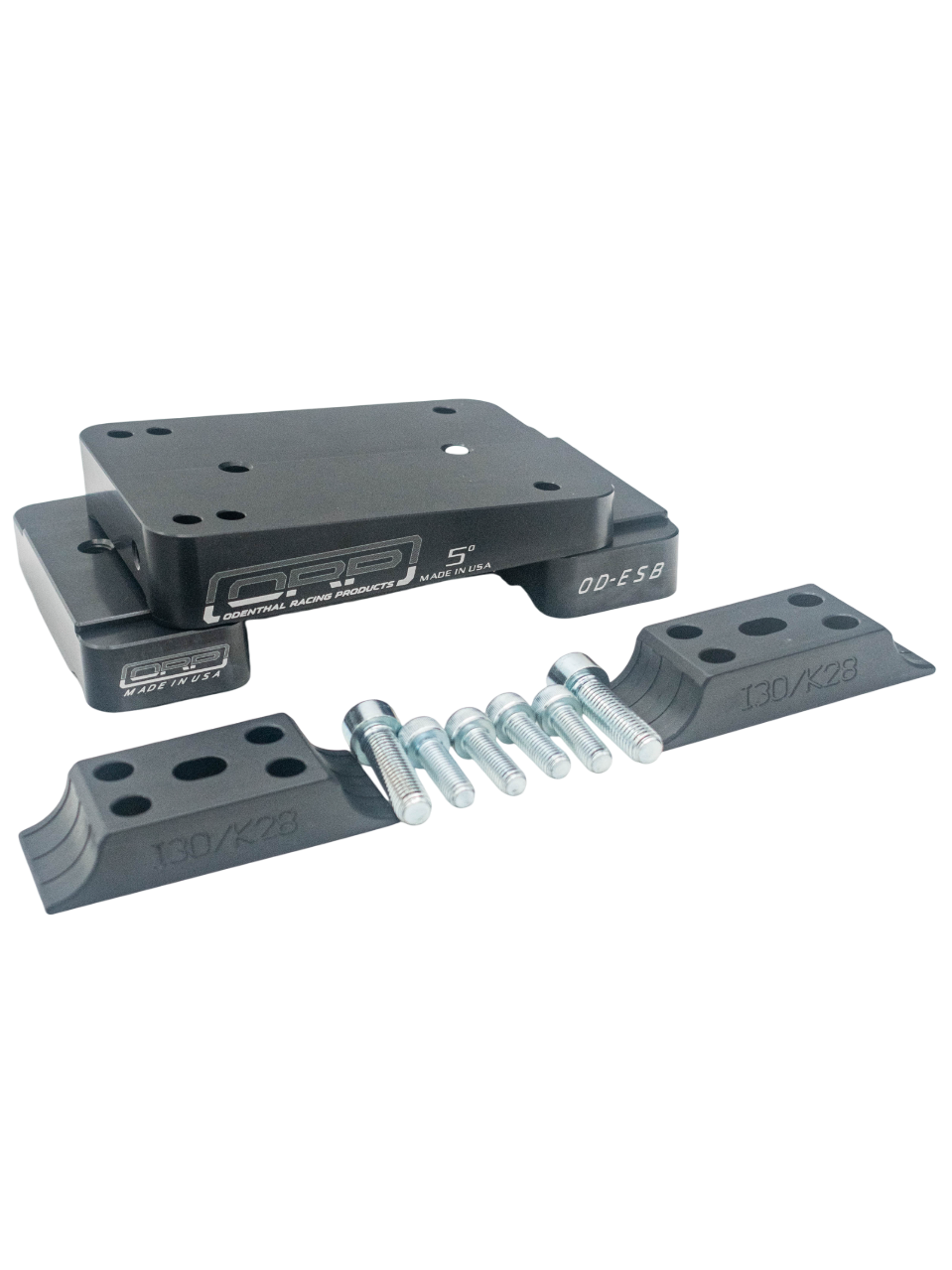 Front Left View of an Odenthal OD-ESB 5 Degree Karting Engine Motor Mount and Mounting Hardware.
