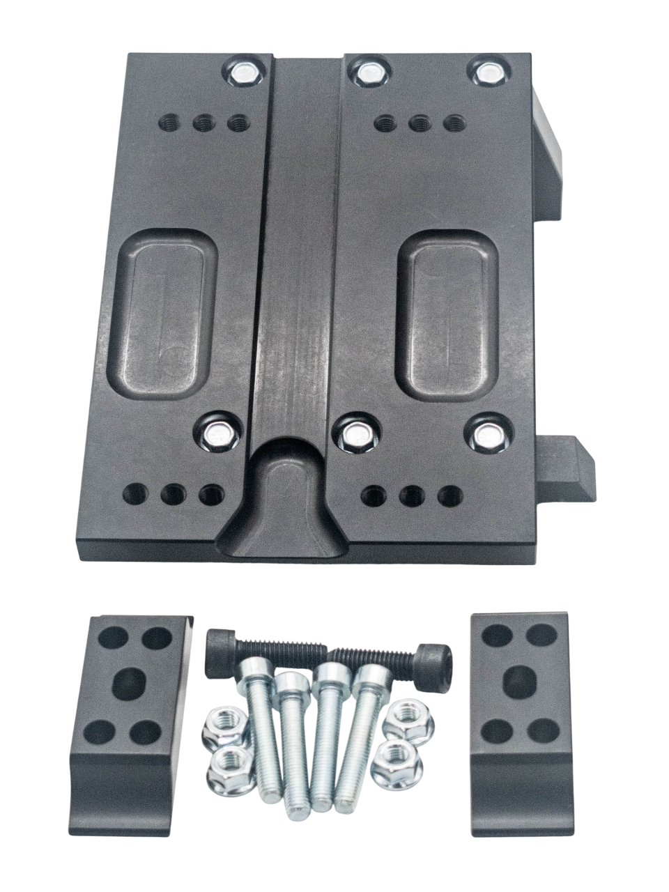 Front of a PKT LO206 15 Degree Motor Mount and Mounting Pieces.