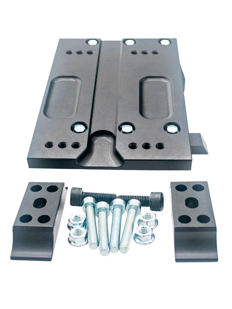 Low Front View of a PKT LO206 15 Degree Motor Mount and Mounting Pieces.