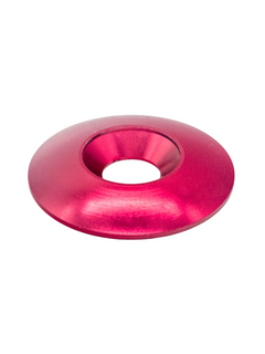 Front of a Red Anodized Aluminum Conical Washer.