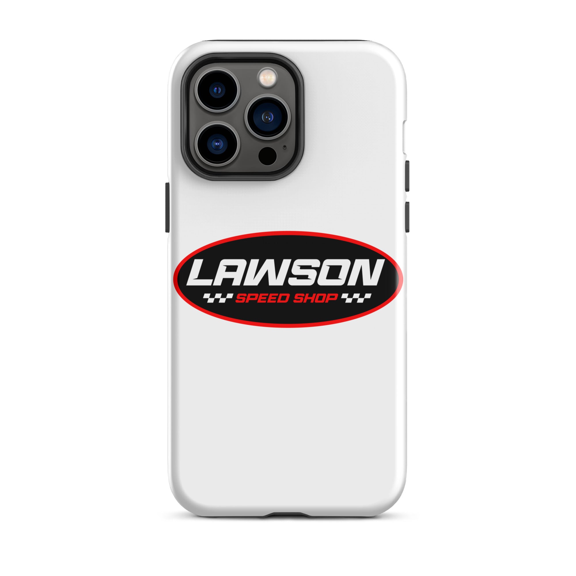 iPhone 14 Pro Max White Lawson Speed Shop Phone Case.