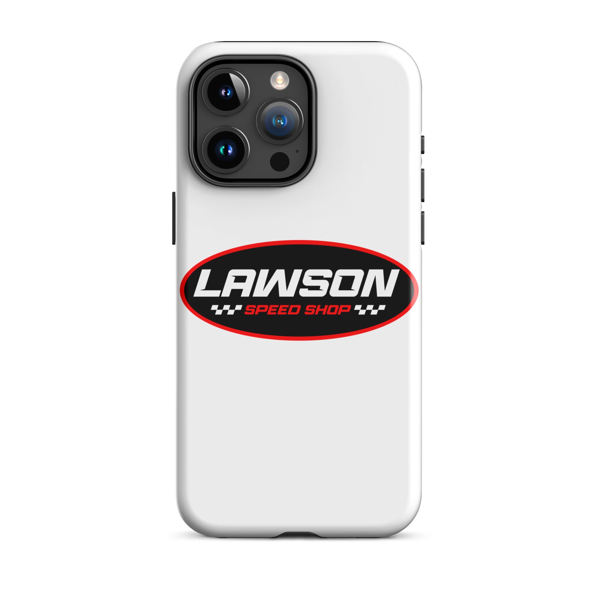 iPhone 15 Pro Max White Lawson Speed Shop Phone Case.