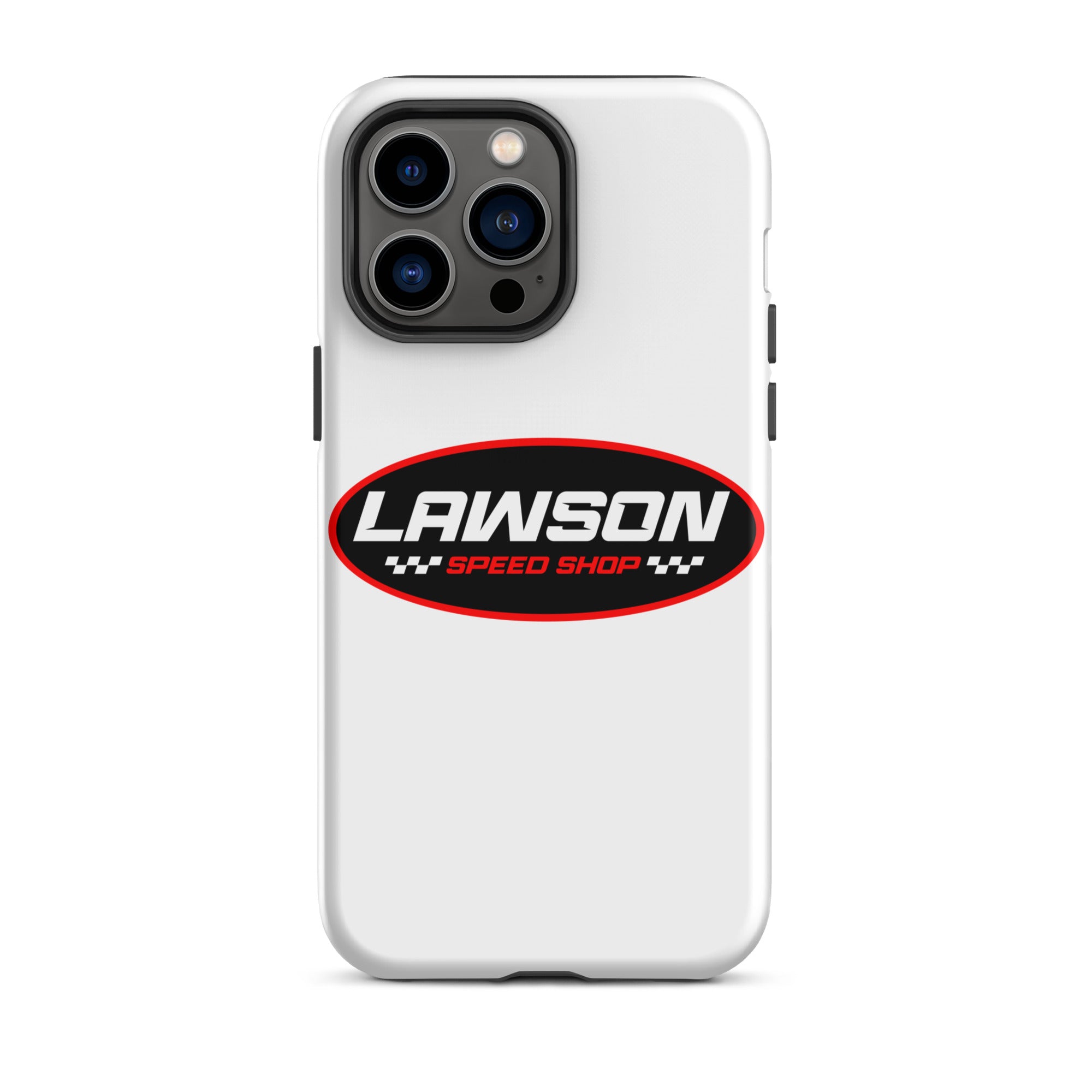 iPhone 14 Pro Max White Lawson Speed Shop Phone Case.