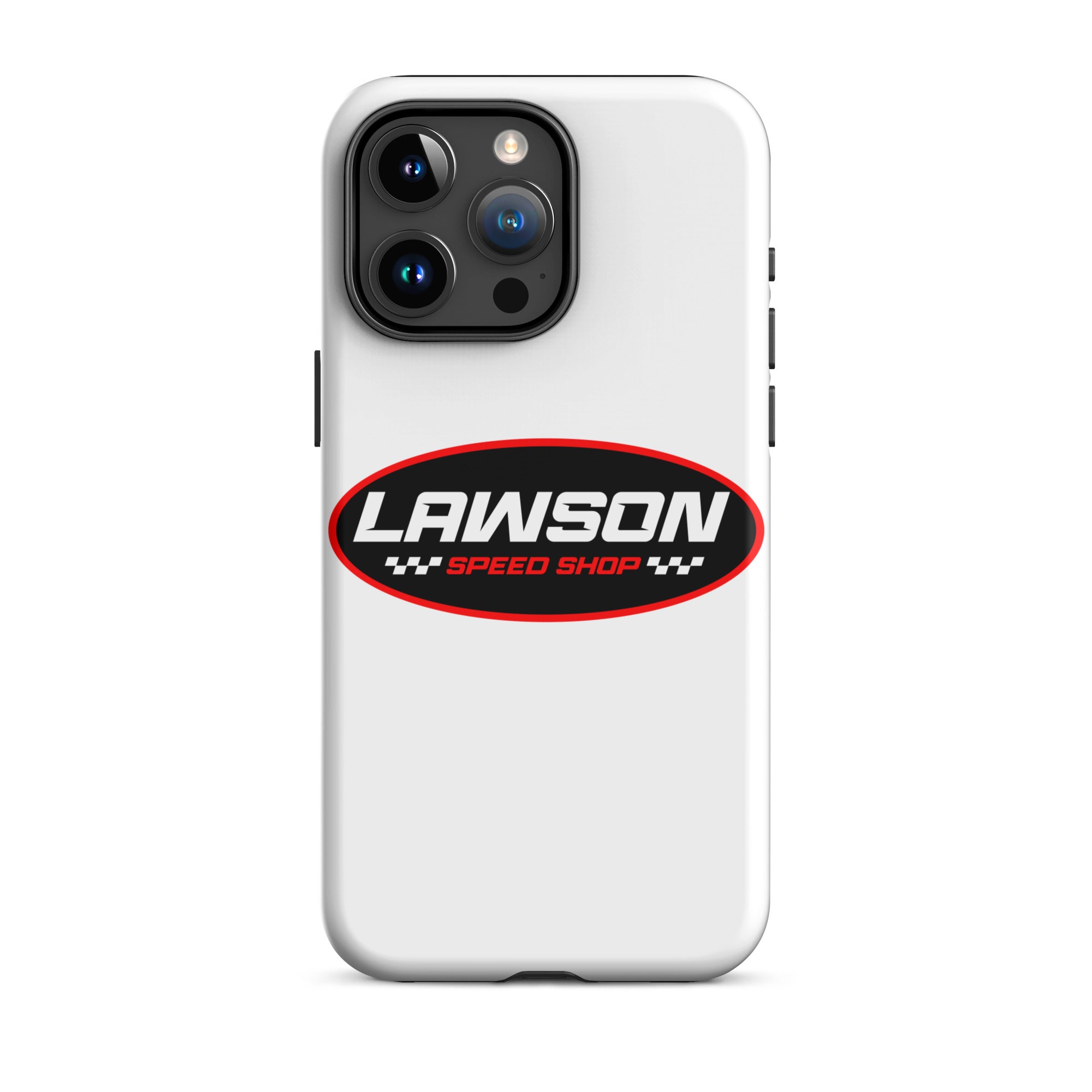 iPhone 15 Pro Max White Lawson Speed Shop Phone Case.