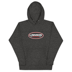 Front of a Dark Grey Lawson Speed Shop Unisex Hoodie.